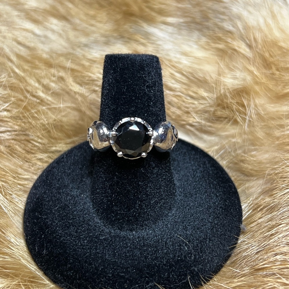 Black CZ Harley Davidson Mod Ring .925 SS Size 7